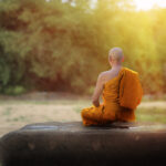 Buddha monk practice meditation in forest